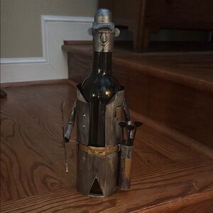 Charming Metal Wine Bottle Holder with Character Design